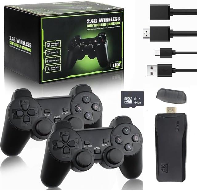 Consola Retro Game Stick 4K + 2 Mandos Inalámbricos (10.000 Juegos)